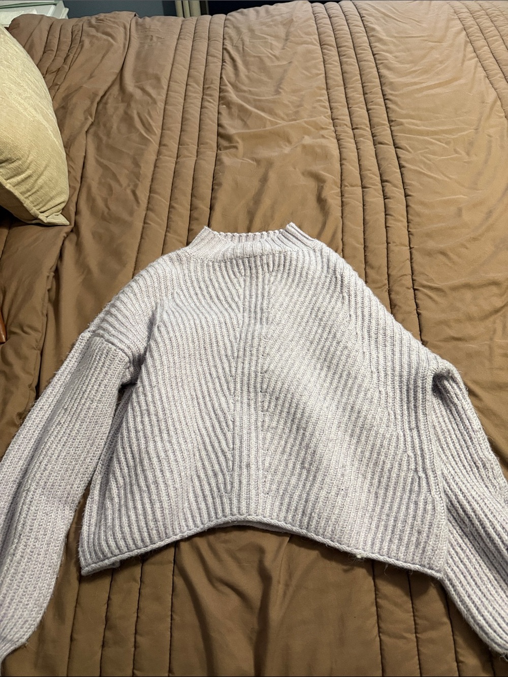 Sonoma Light Gray Ribbed Mock-Neck Sweater